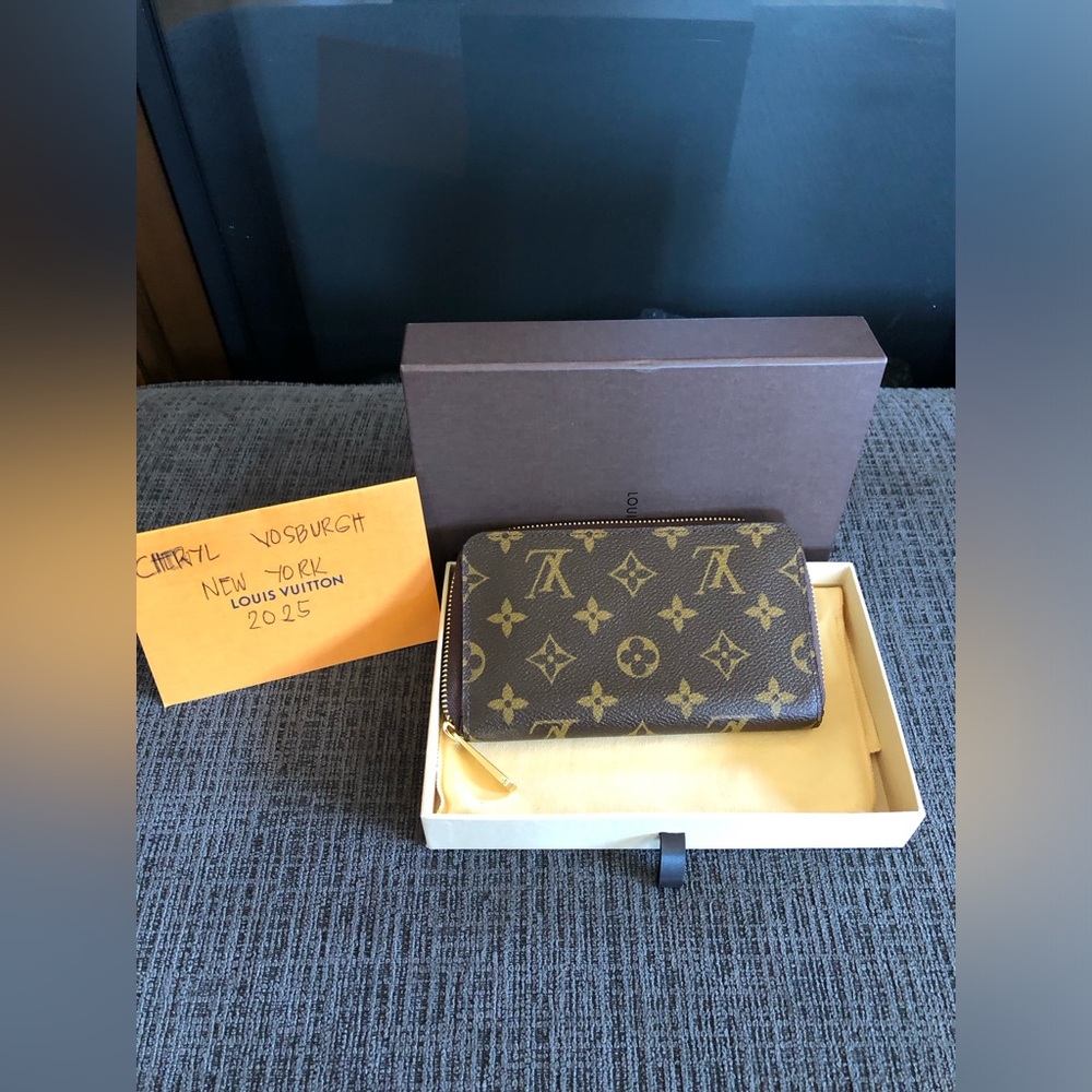 Damier Zippy Compact Wallet with initials S.K